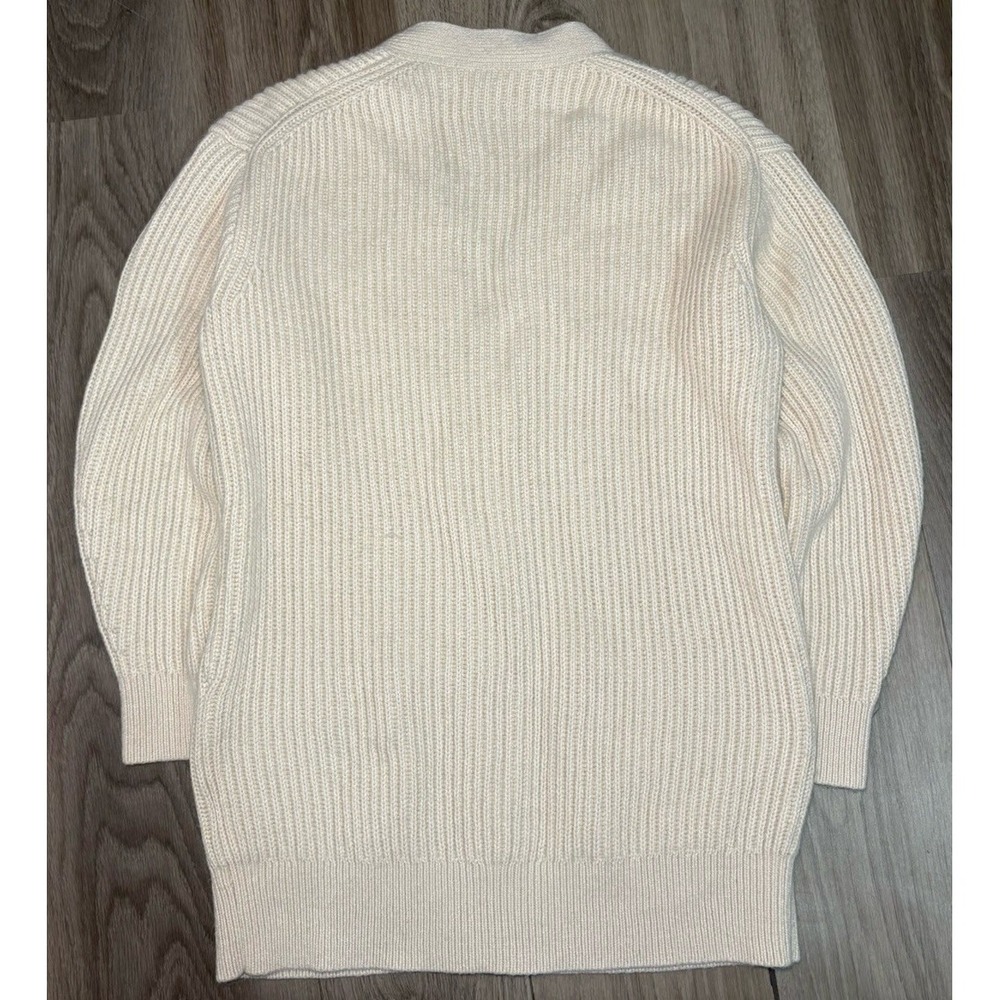 J.Crew Ribbed Knit V-neck Cardigan Sweater‎ Fisherman XS Cream Oversized Alpaca - Picture 6 of 7
